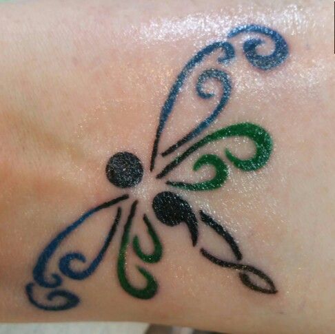 Semicolon Tribal Butterfly Tattoo