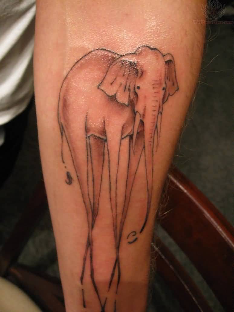 Simple Dali Elephant Tattoo On Left Forearm