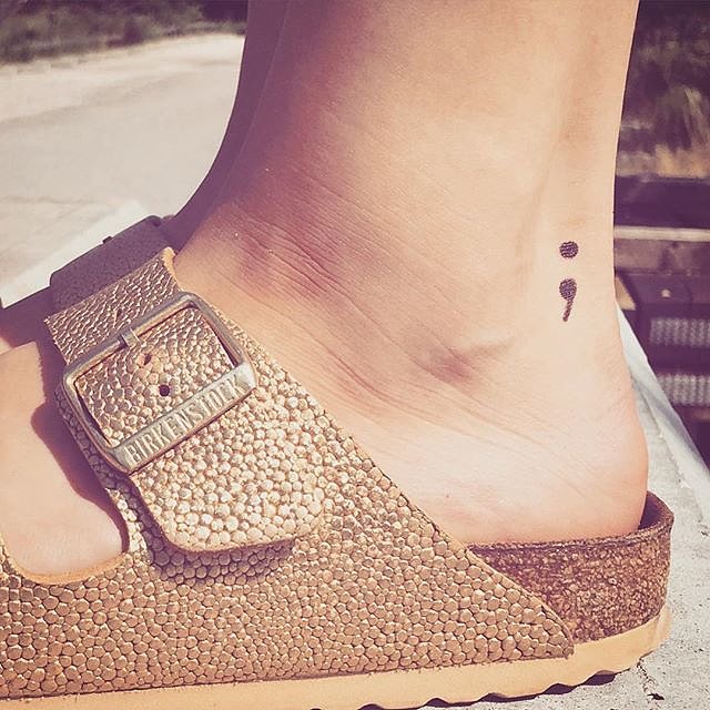 Small Semicolon Tattoo On Ankle