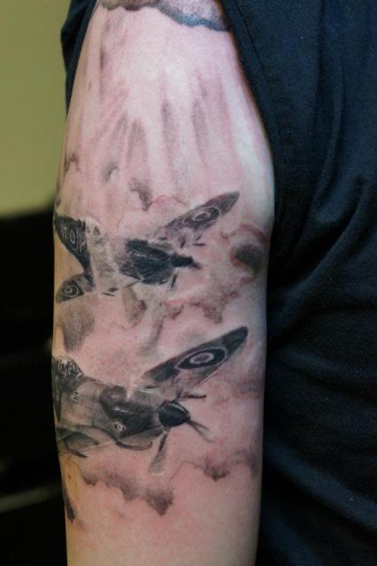 Spitfire Tattoo On Half Sleeve