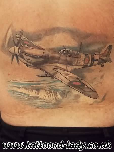 Spitfire Tattoo On Lower Back