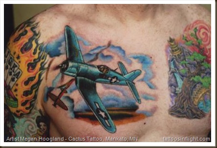Spitfire Tattoo On Man Front Shoulder