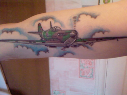Spitfire Tattoo on Man Sleeve