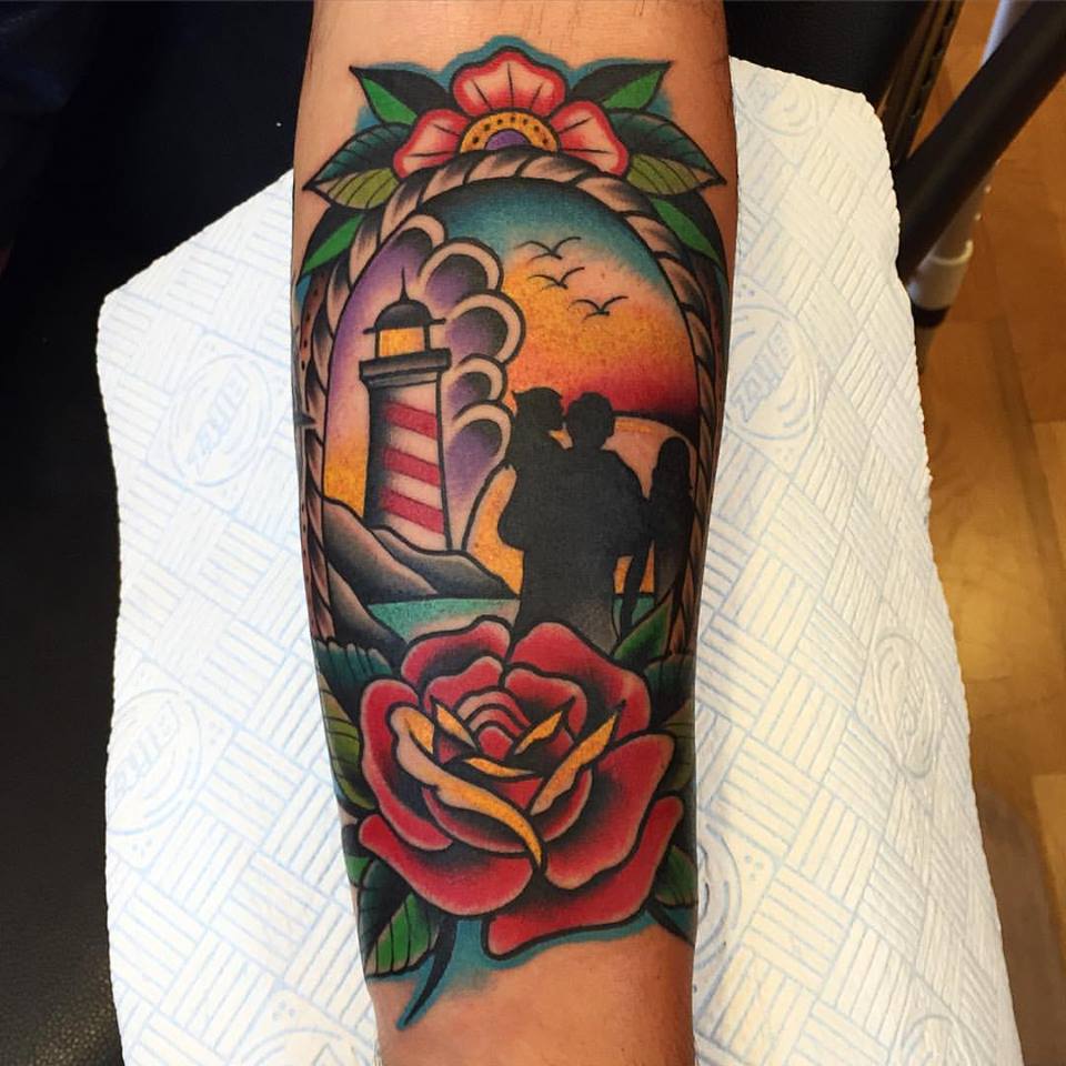 Traditional Tattoo On Left Forearm by Samuele Briganti