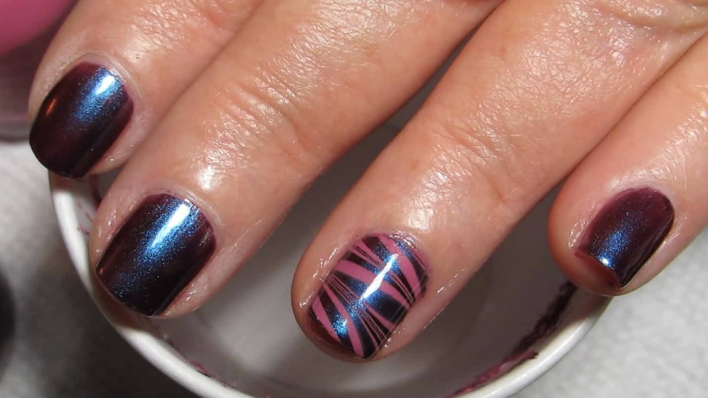 Water Marble Accent Nail Art