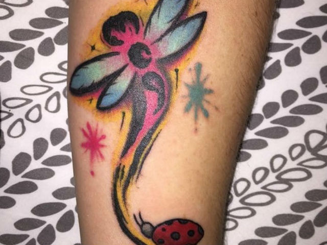 Watercolor Semicolon Dragonfly Tattoo