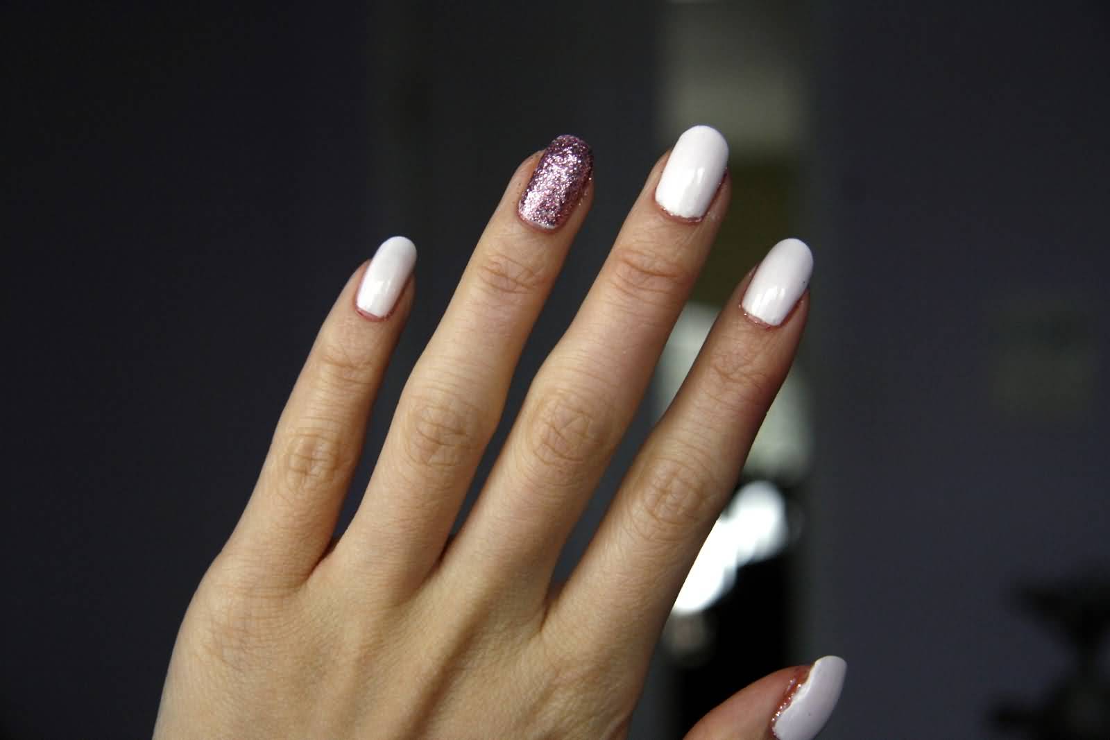 White Nails With Purple Accent Nail Design