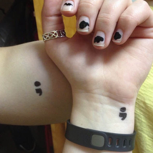 Wrists Semicolon Tattoo For Girls