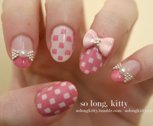 3d Pink Bow Nail Art