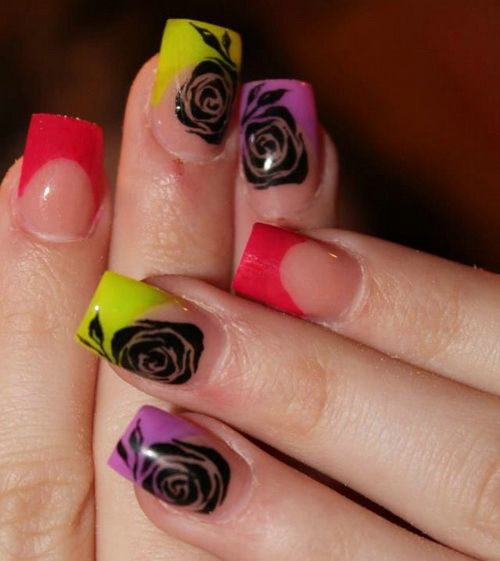 Acrylic Flower Nail Art Design