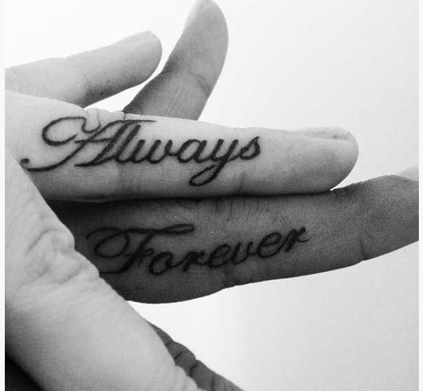 Always Forever Matching Fingers Couple Tattoo