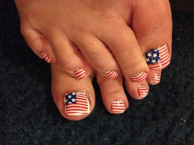 Amazing American Flag Design Fourth Of July Nail Art For Toe