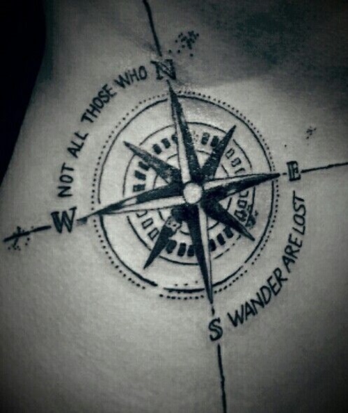 Amazing Compass Tattoo On Front Shoulder