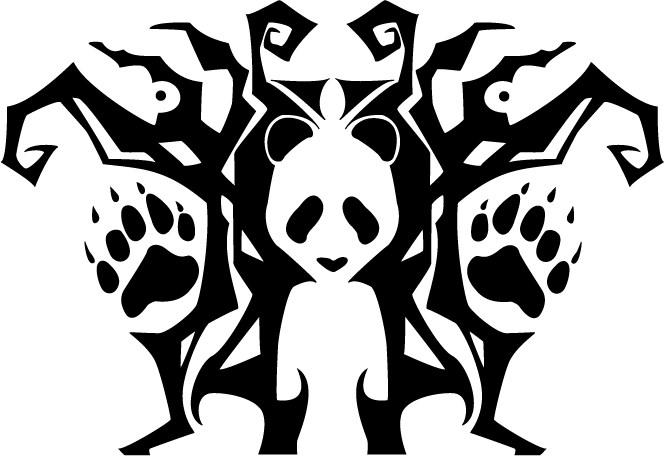 Amazing Tribal Panda With Claws Tattoo Design