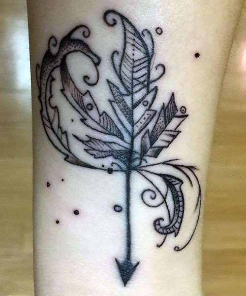 Amazingly Designed Arrow Tattoo on Wrist By Ashley Rickards
