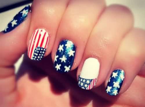American Flag Fourth Of July Nail Art