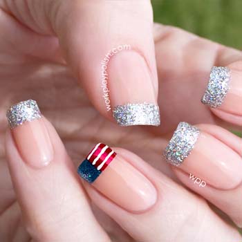 American Flag French Tip Accent Fourth Of July Nail Art