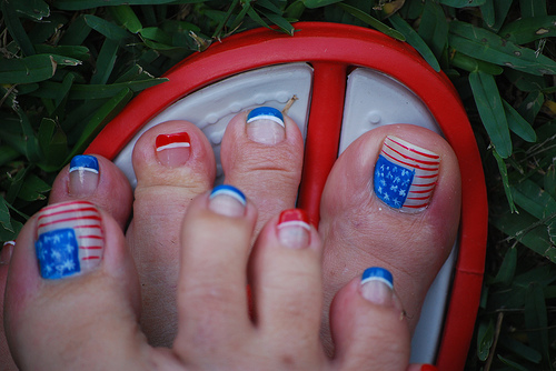 American Flag On Toe Fourth Of July Nail Art