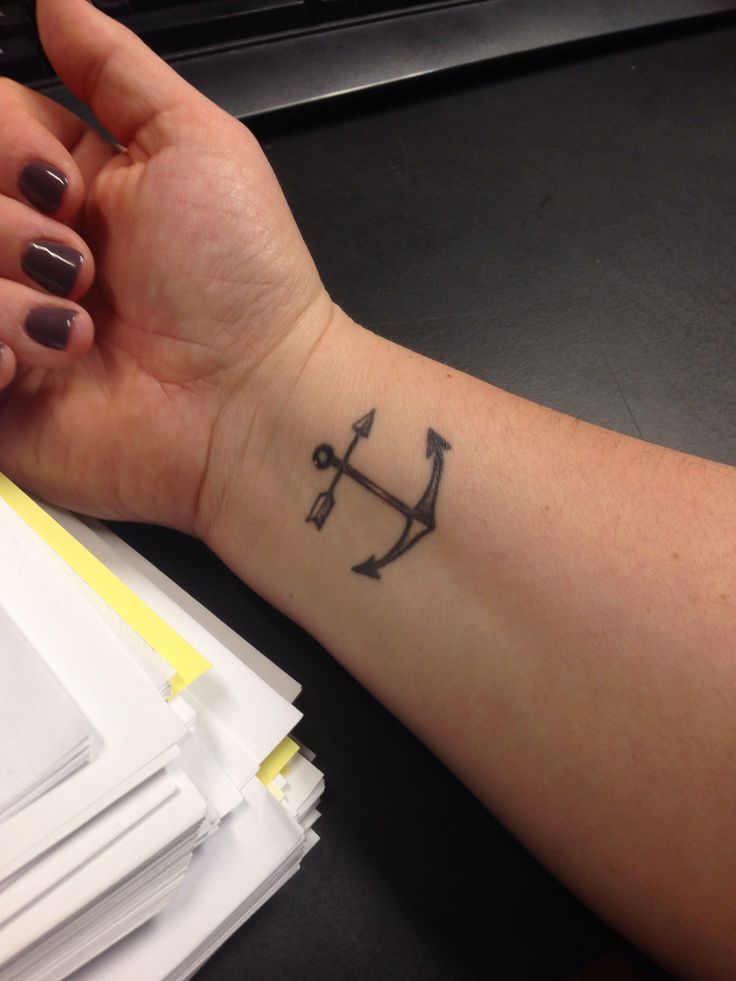 Anchor And Arrow Tattoo On Wrist