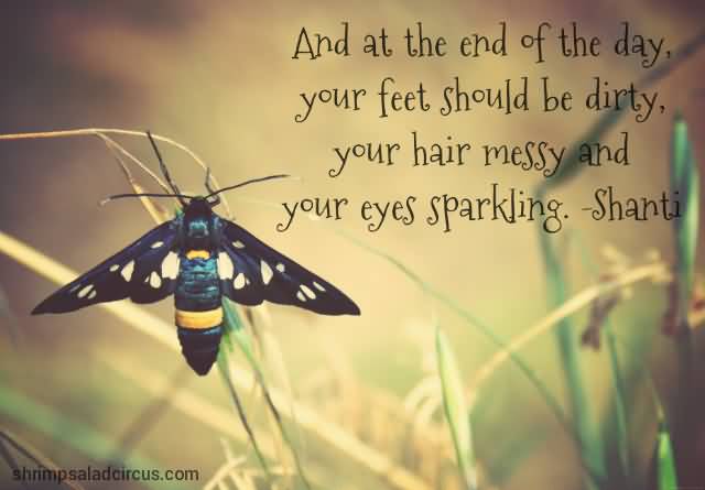 And at the end of the day, your feet should be dirty, your hair messy and your eyes sparkling - Shanti