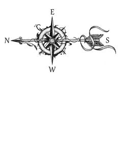 Arrow And Compass Tattoo Design Sample