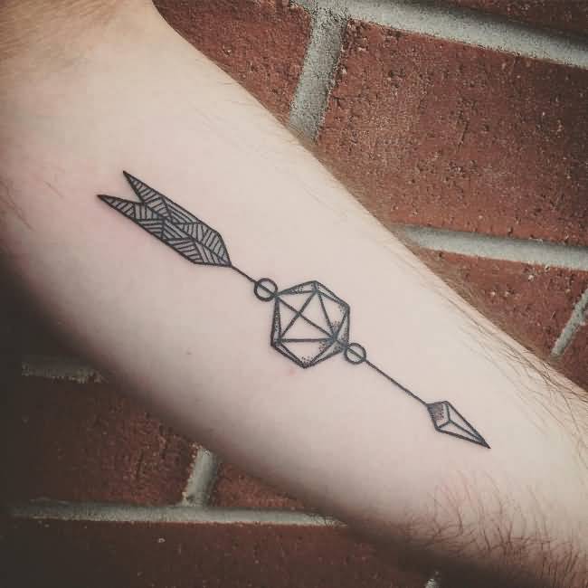 Arrow In Diamond Design Tattoo On Arm