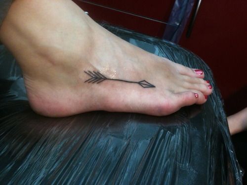 Arrow Tattoo On Foot For Lady