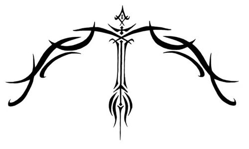 Arrow With Bow Design Tattoo