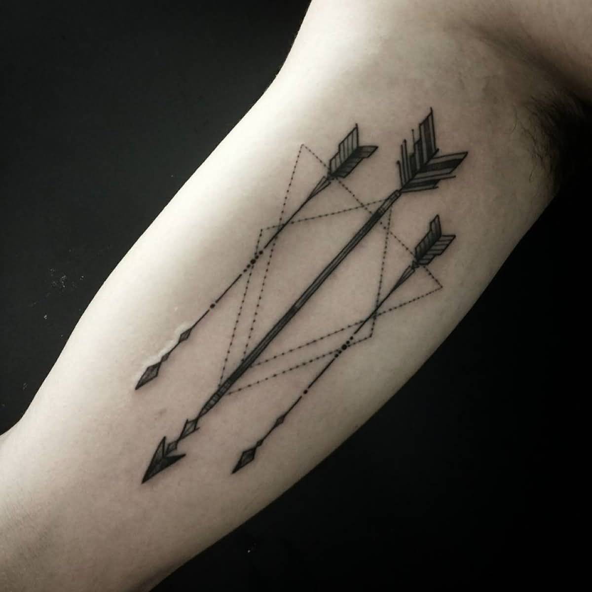 Arrows And Triangles Tattoo On Bicep