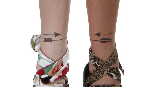 Arrows In Rubber Band Shape Tattoo On Both Ankles