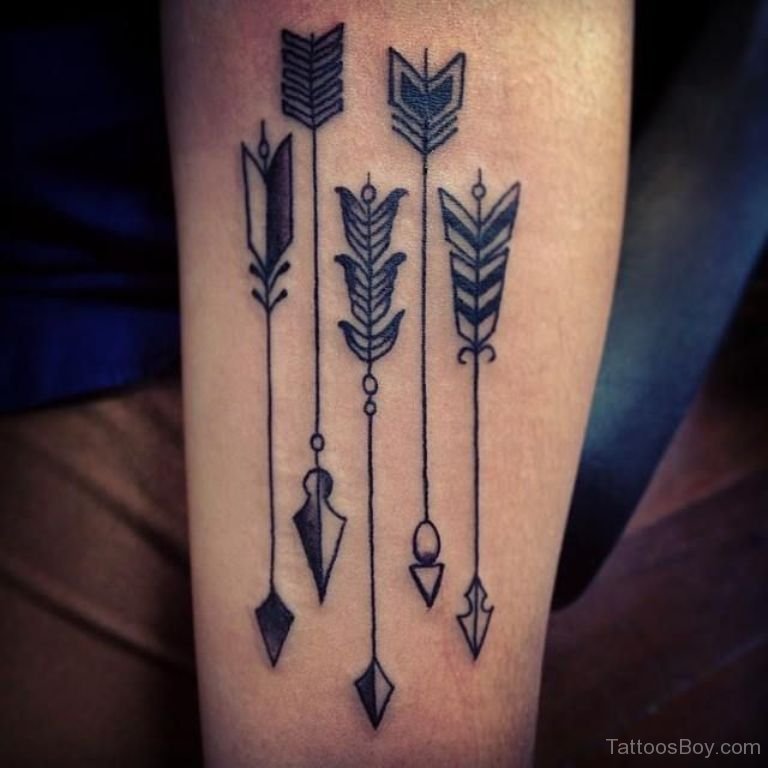 Attractive Five Arrows Tattoo On Arm