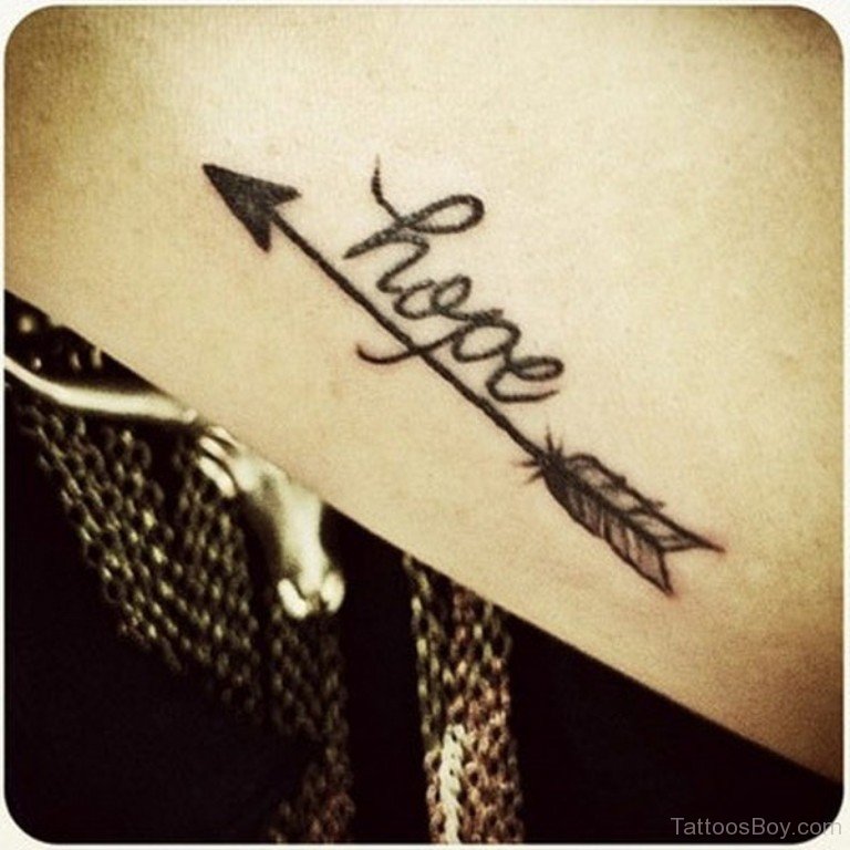 Awful Arrow With Hope Wording Tattoo Design