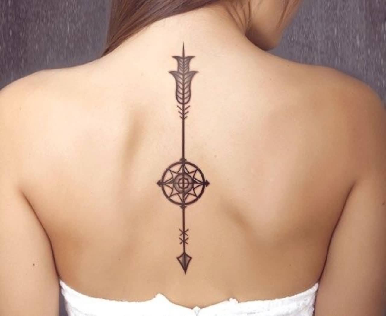 Beautiful Arrow Tattoo On Upper Back