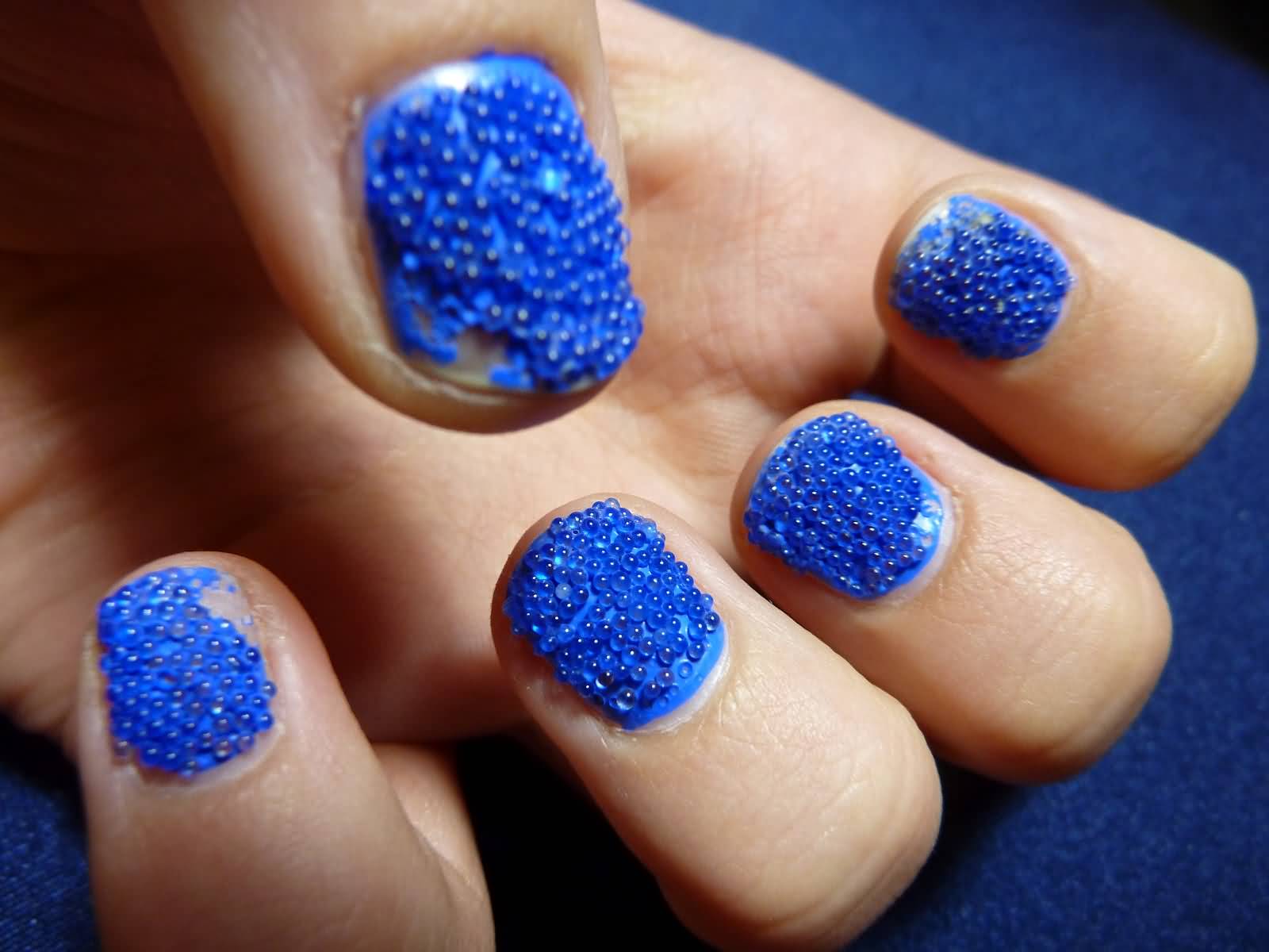 Beautiful Blue Caviar Nail Art