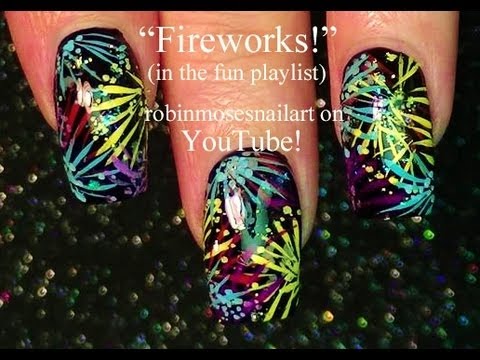 Beautiful Fourth Of July Fireworks Nail Art