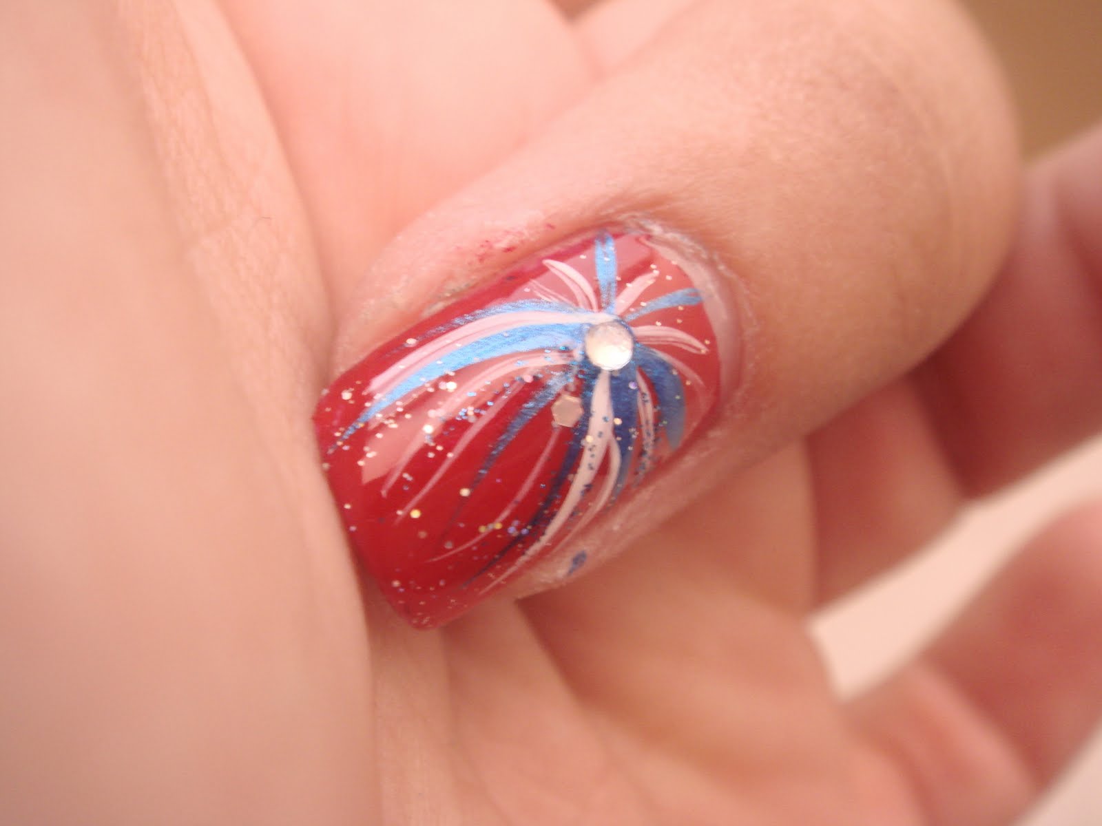 Beautiful Fourth Of July Fireworks Nail Design