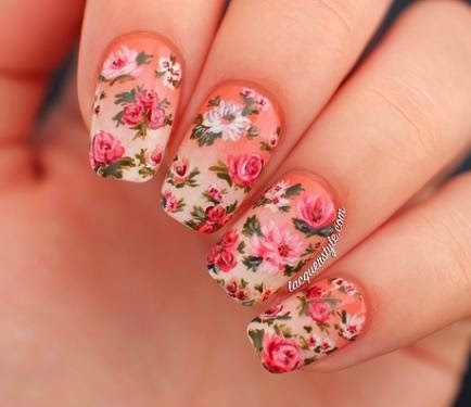 Beautiful Ombre Flower Nail Design
