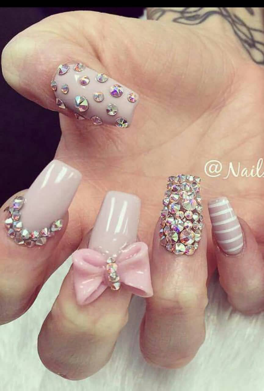 Beautiful Pink 3d Bow Nail Art Design For Trendy Girls