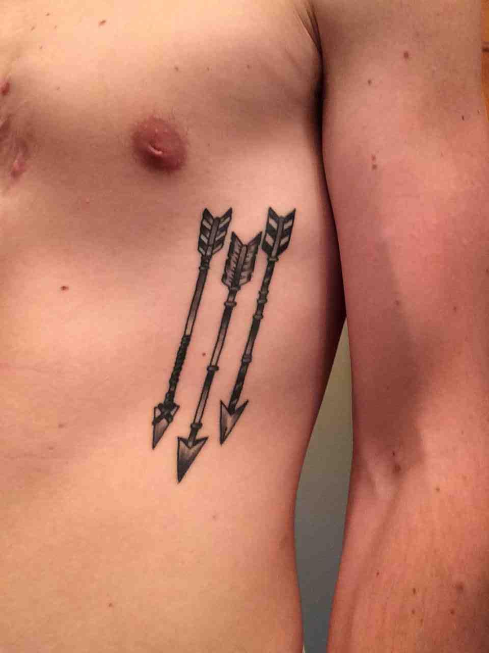 Beautiful Three Arrows Tattoo On Side Rib