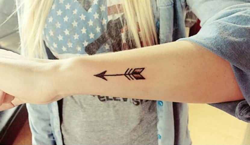 Beautiful Tiny Arrow Tattoo On Wrist For Girl