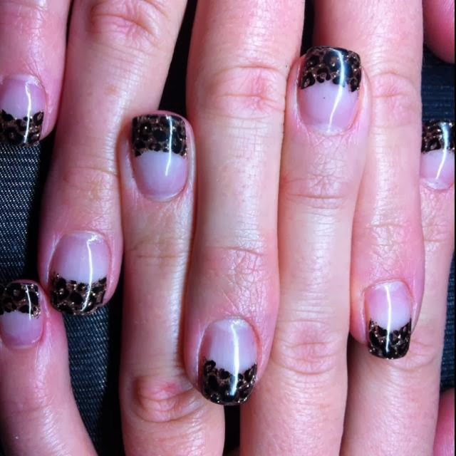 Black And Gold Glitter French Tip Nail Art Design Idea For Girls
