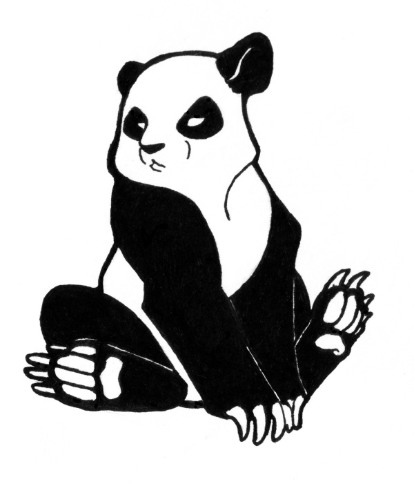 Black And White Angry Panda Tattoo Design
