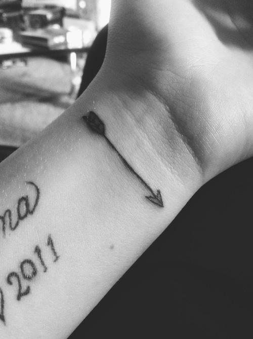 Black And White Arrow Tattoo On Wrist