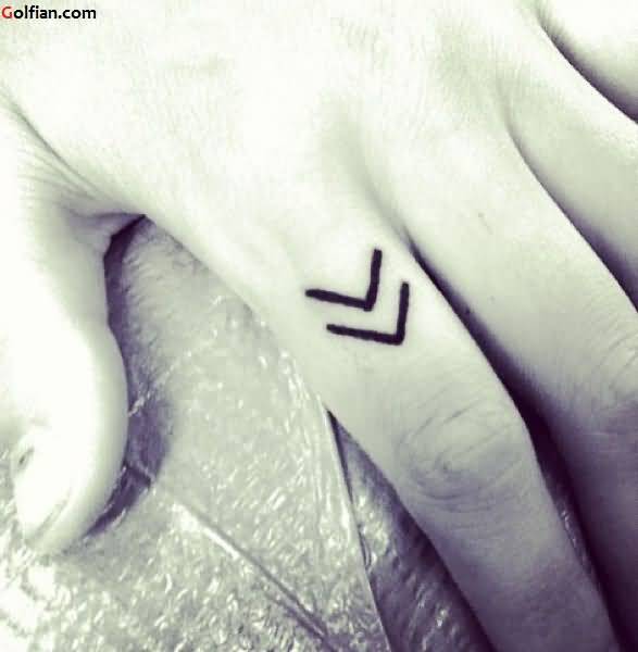 Black Color Chevron Arrow Lines Tattoo On Index Finger