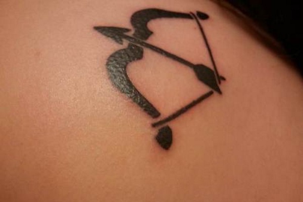Black Inked Bow And Arrow Tattoo Design