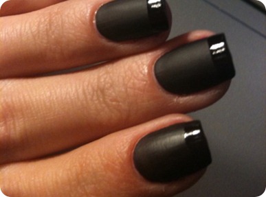 Black Matte Nails With French Tip Nail Art