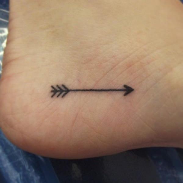 Black Small Arrow Tattoo On Heel