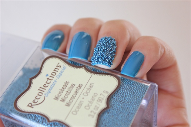 Blue Accent Caviar Nail Art