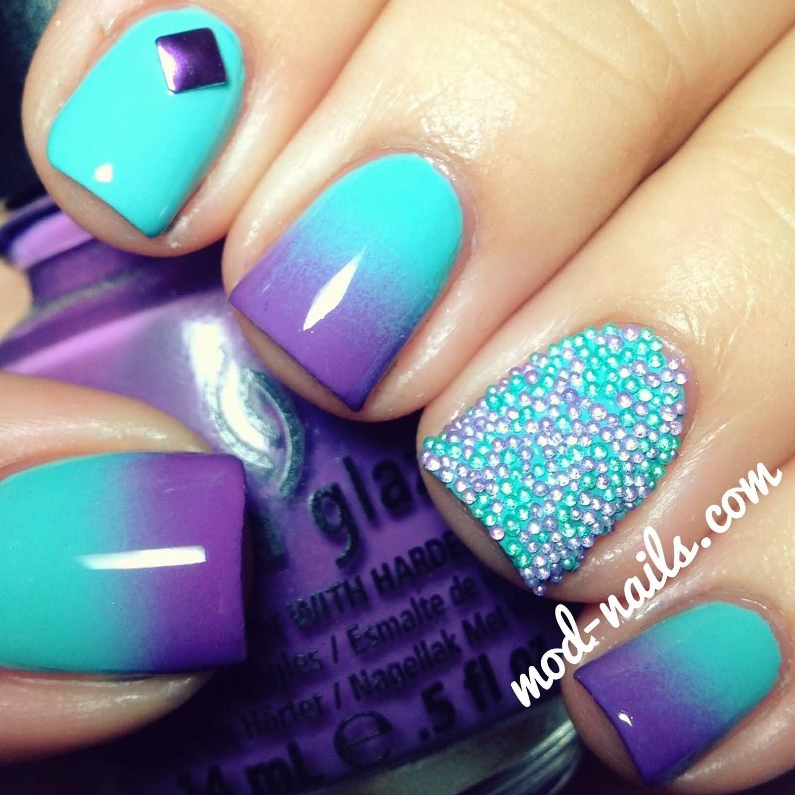 Blue And Purple Ombre Nails Caviar Nail Art