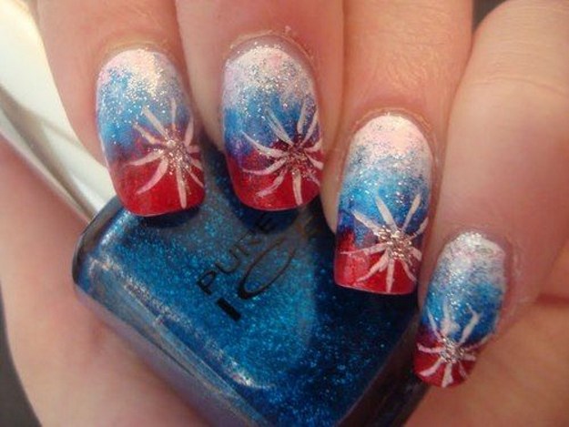 25+ Very Beautiful Fourth Of July Fireworks Nail Art Designs